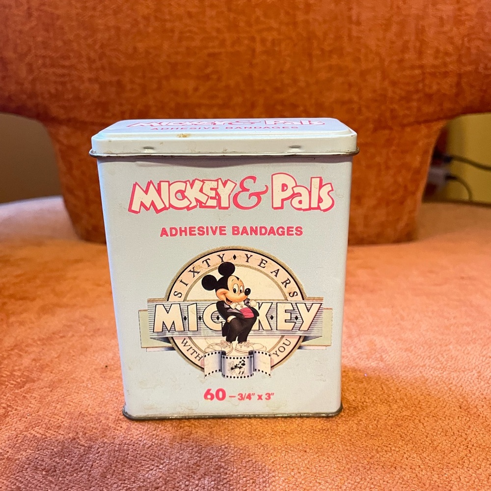 Vintage Mickey Mouse Band Aid Container, Good condition